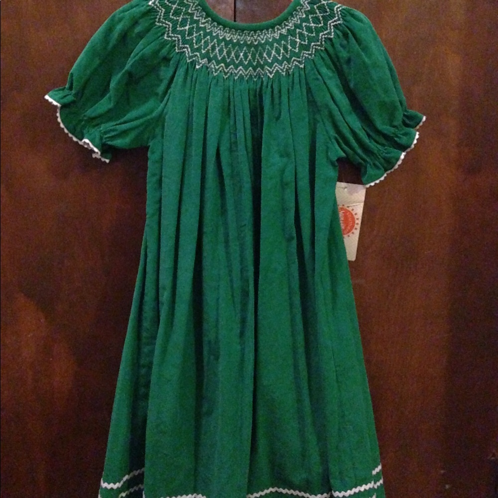 NWT Hand-Smocked Green Christmas Dress!